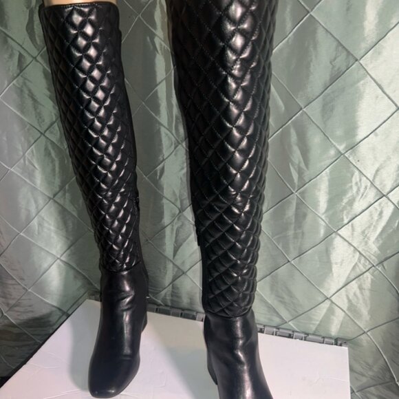 Rogue Womens Long Thigh High‎ Boots Over The Knee Mid Block Heel Zip Up Sz. 8.5 - Picture 3 of 10